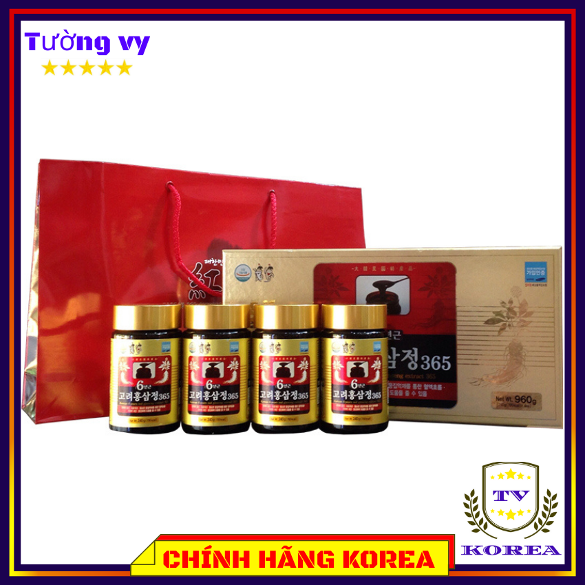Cao Hồng Sâm 365, Cao Sâm Hàn Quốc 6 Năm Hộp 4 lọ x 240gr, chavykorea