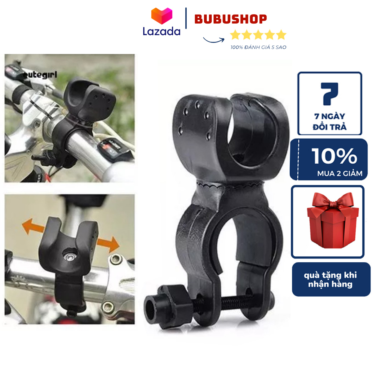Giá đỡ đèn pin siêu sáng cho xe đạp chất liệu nhựa cao cấp giá gắn đèn xoay 360 độ phù hợp cho đèn pin có thân đường kín 2-3cm có thể gắn ở mọi vị trí trên xe đạp giá đỡ đèn pin xe đạp giúp bạn đi tuần tra dễ dàng hơn
