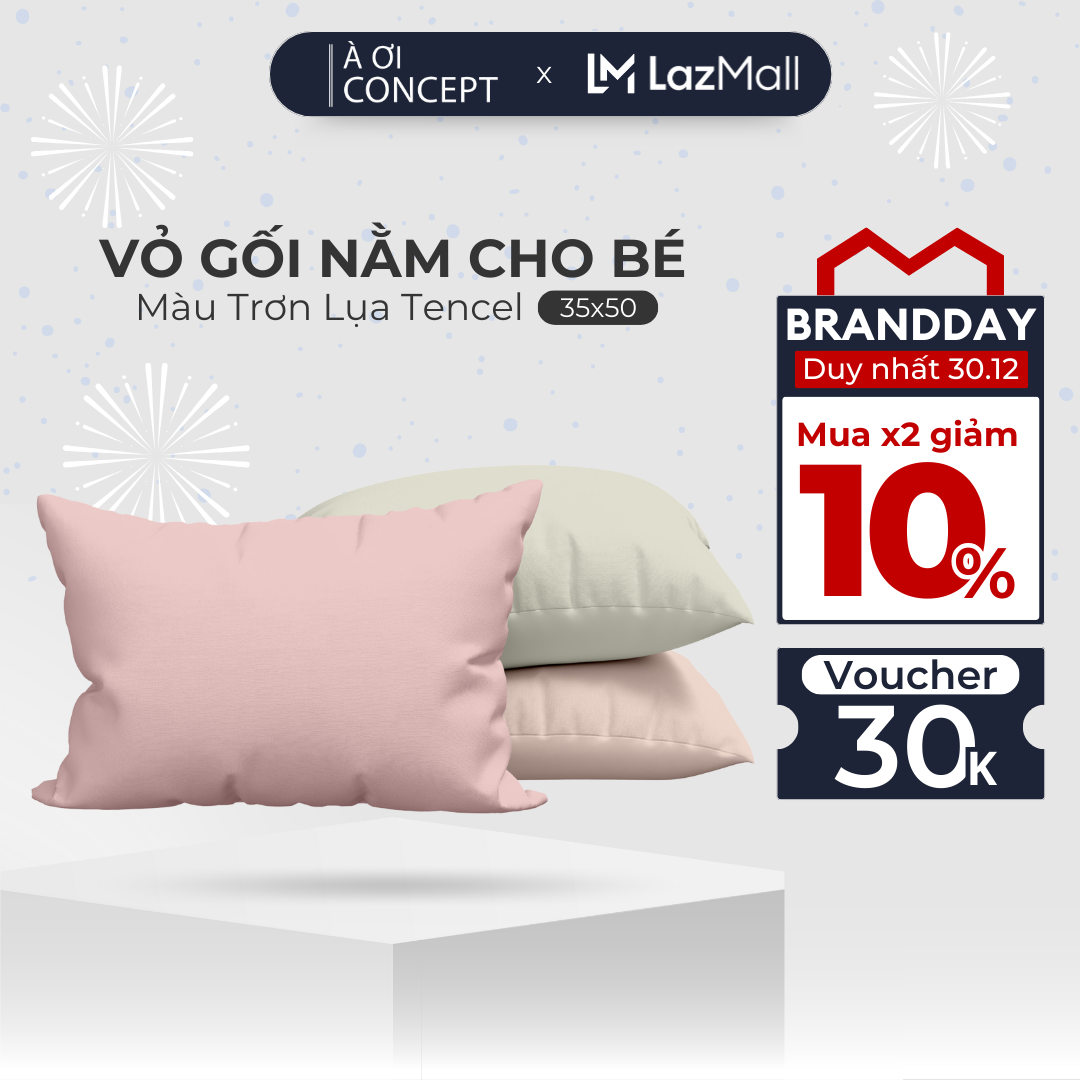 Vỏ Gối Nằm Lụa Tencel 60s Size 35x50 cm À Ơi Concept Màu Trơn