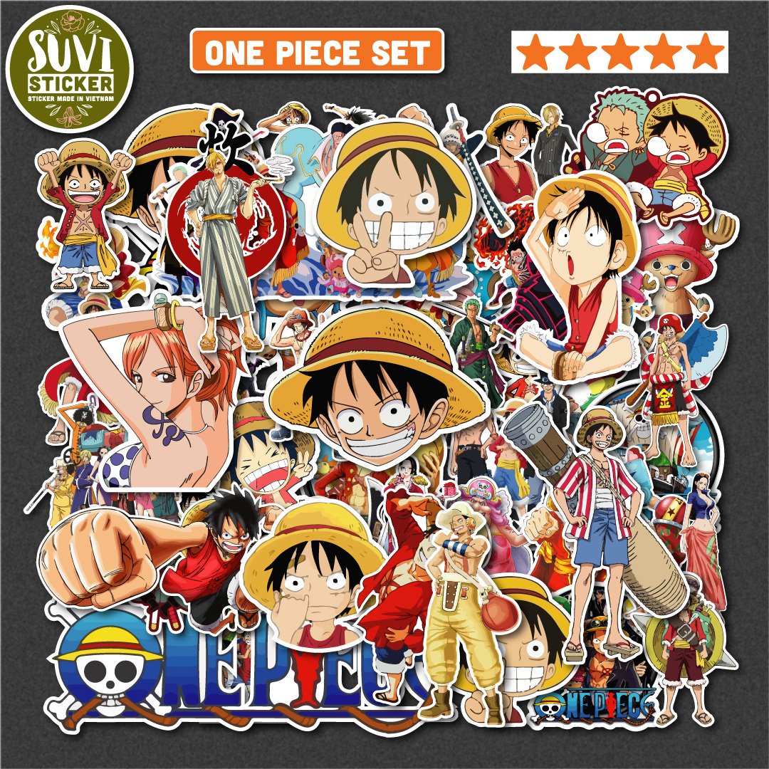 Sticker One Piece chống nước dán laptop, điện thoại, đàn guitar, mũ bảo hiểm