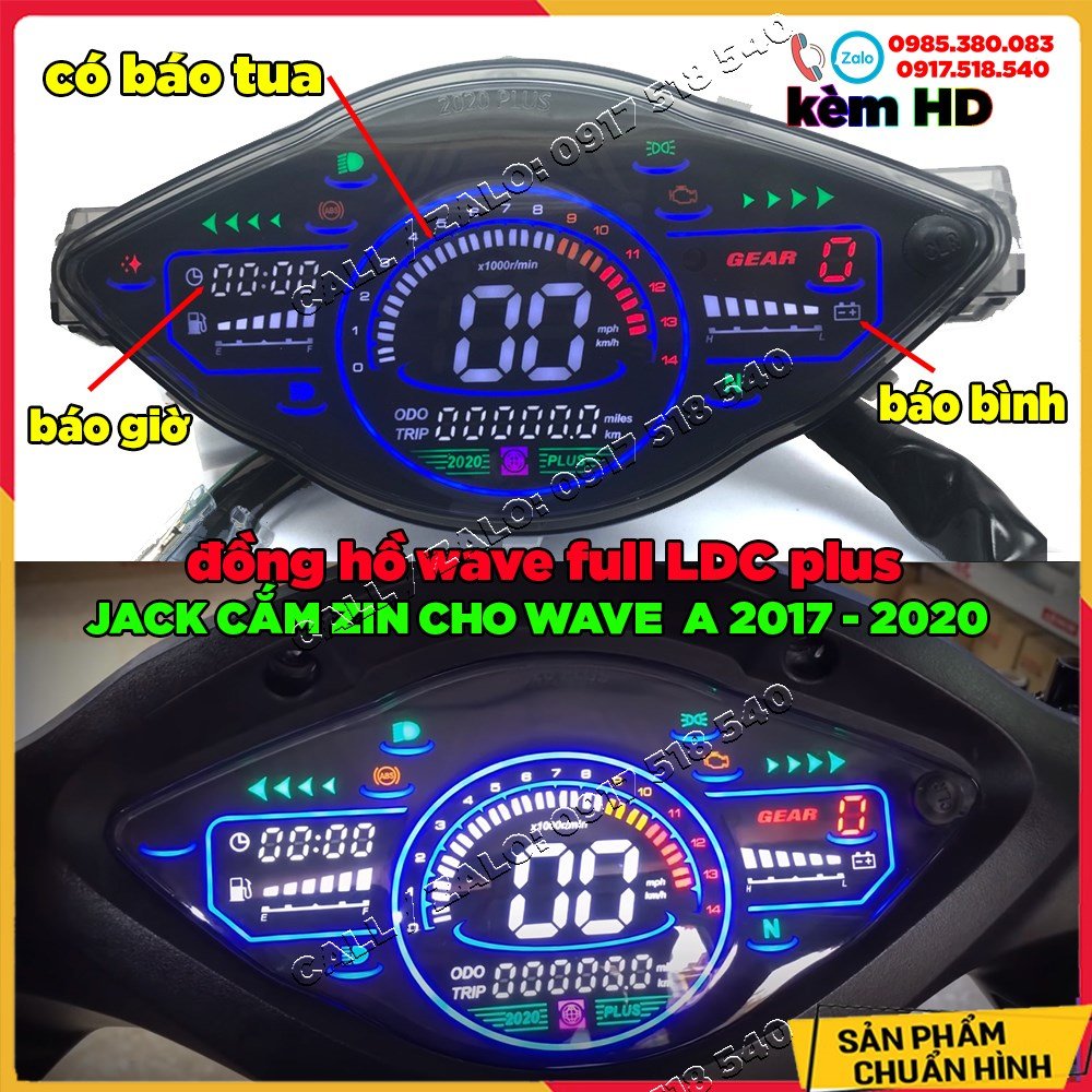 Đồng Hồ Full Led Wave A 2017 - 2021 Mẫu 2020 - 2021 Plus ( Gắn Như Zin Có Báo Tua )