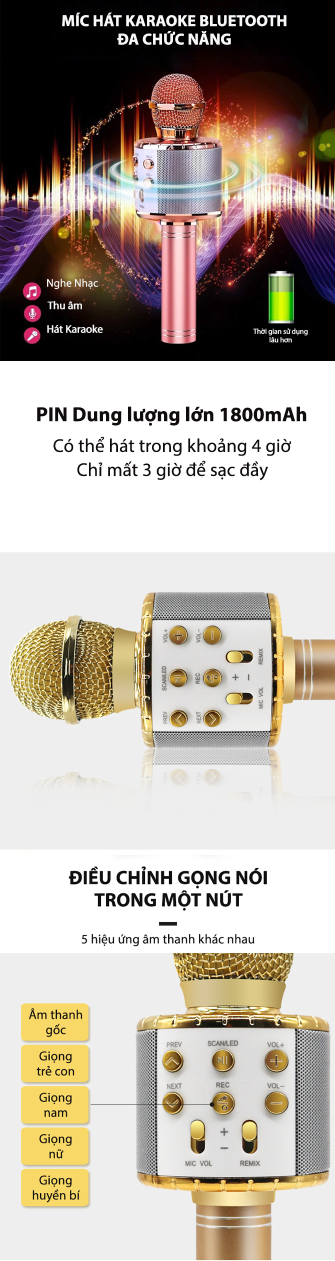 kết nối không dây bluetooth mẫu mới 2022， Mic hát WS-858L karaoke đèn Led nháy