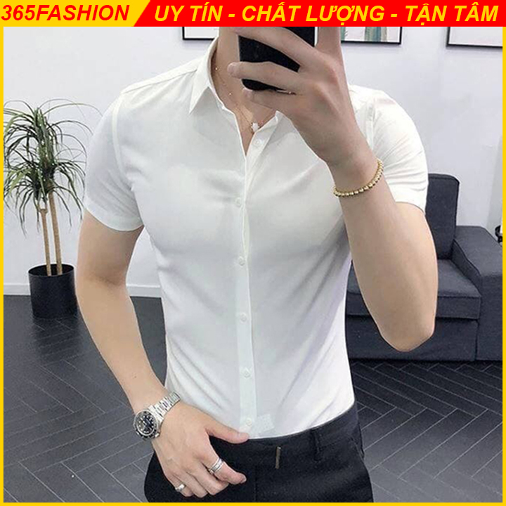 [Big Size 92kg] Áo Sơ Mi Cộc Tay Nam, Áo Cánh Ngắn Tay Nam, Vải Lụa Chống Nhăn, Thoáng Mát - 365fashion