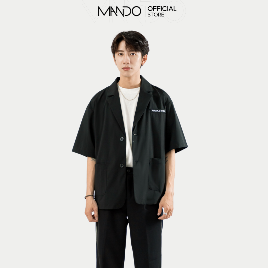 Áo Blazer Nam Tay Lỡ MANDO Form Rộng Kiểu Dáng Thời Trang Hàn Quốc Basic Họa Tiết Thêu Would You AVH002