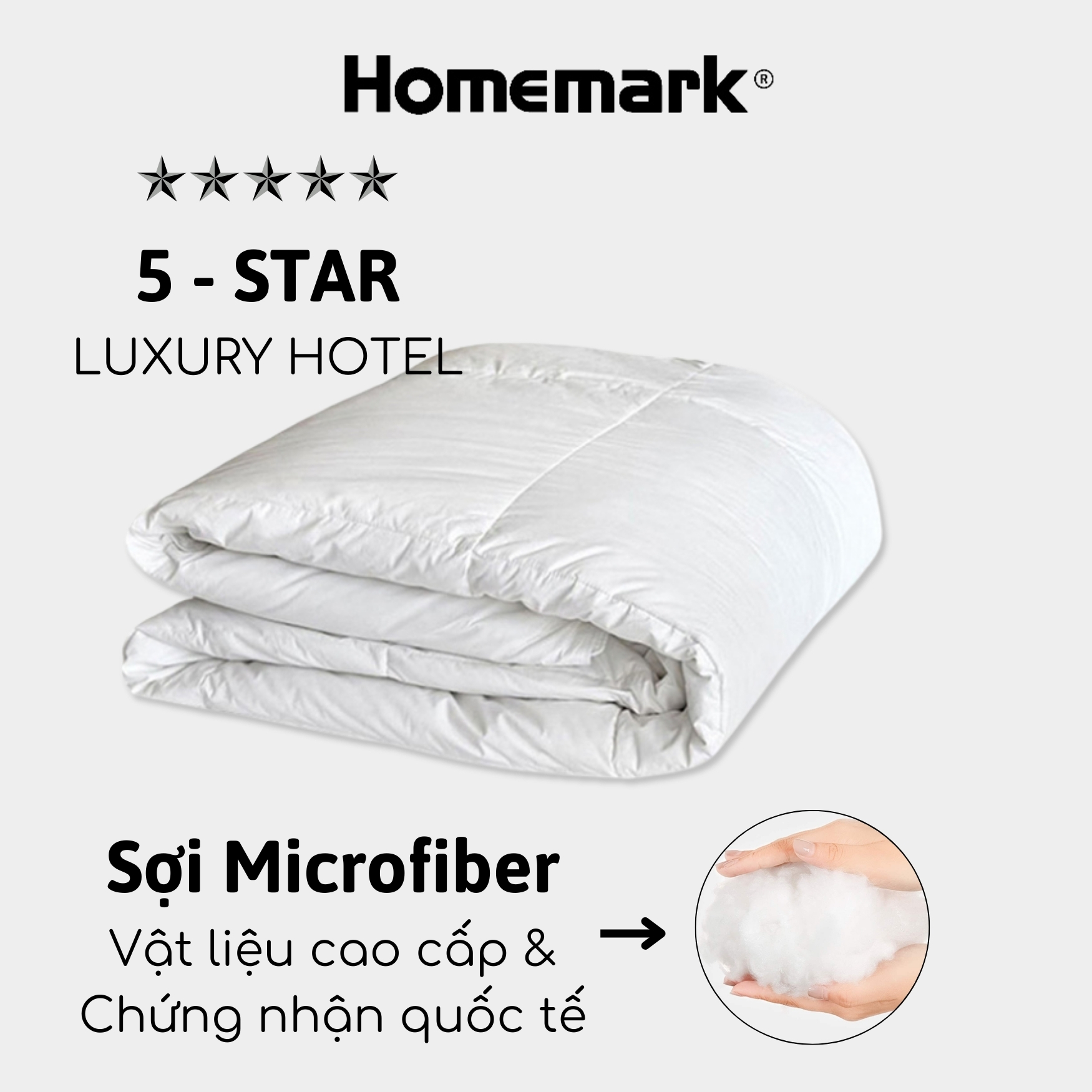 Ruột chăn bông siêu nhẹ Microfiber cao cấp HANVICO by Homemark lông vũ nhân tạo kháng khuẩn 200x220 cm