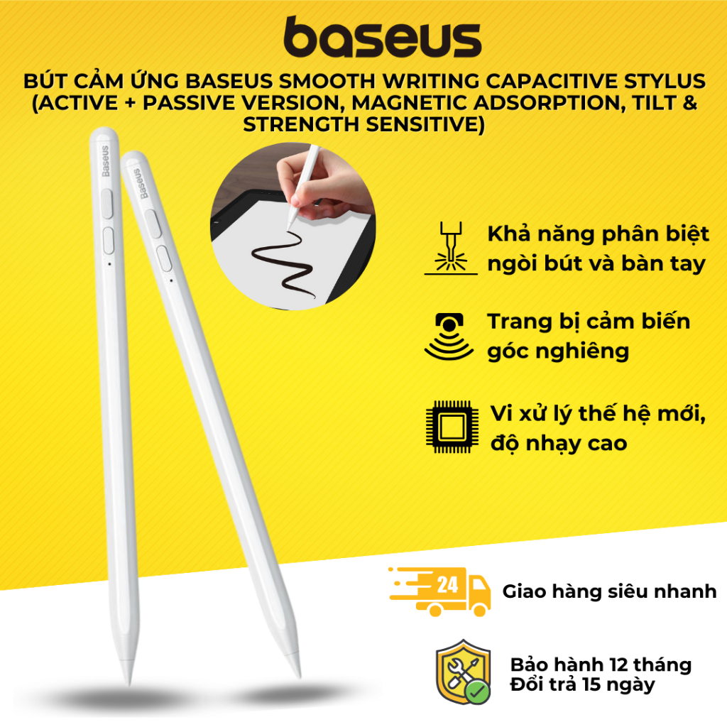 Bút cảm ứng Baseus Smooth Writing Capacitive Stylus dùng cho iPad Pro/ Smartphone/ Tablet Android