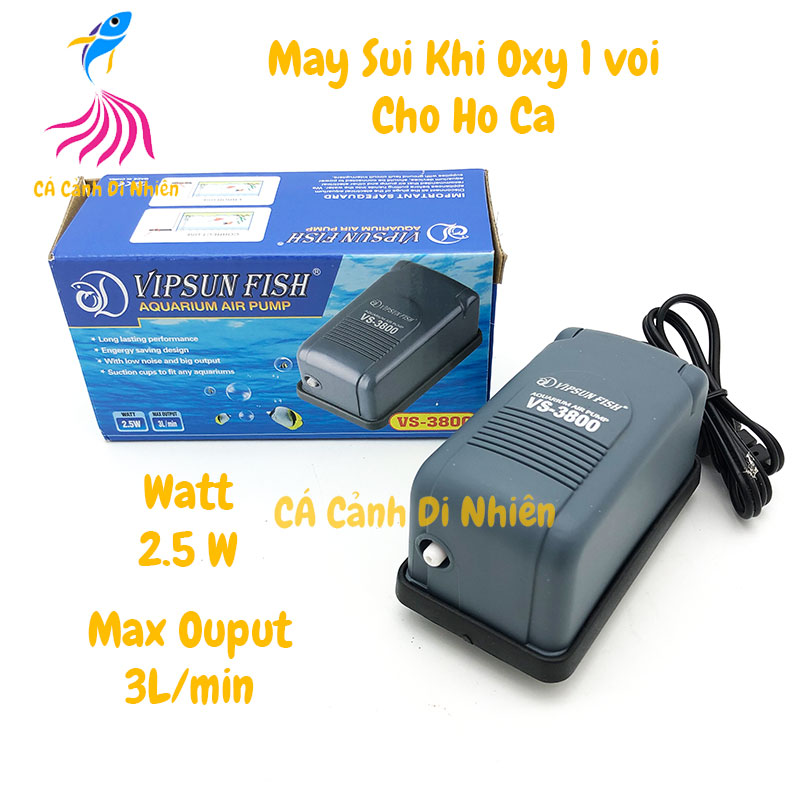 Máy sục sủi khí oxy 1 vòi 2.5w vipsun vs-3800 cho hồ cá