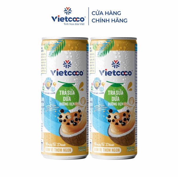 Combo 2 lon Trà sữa dừa đường đen Vietcoco 240ml