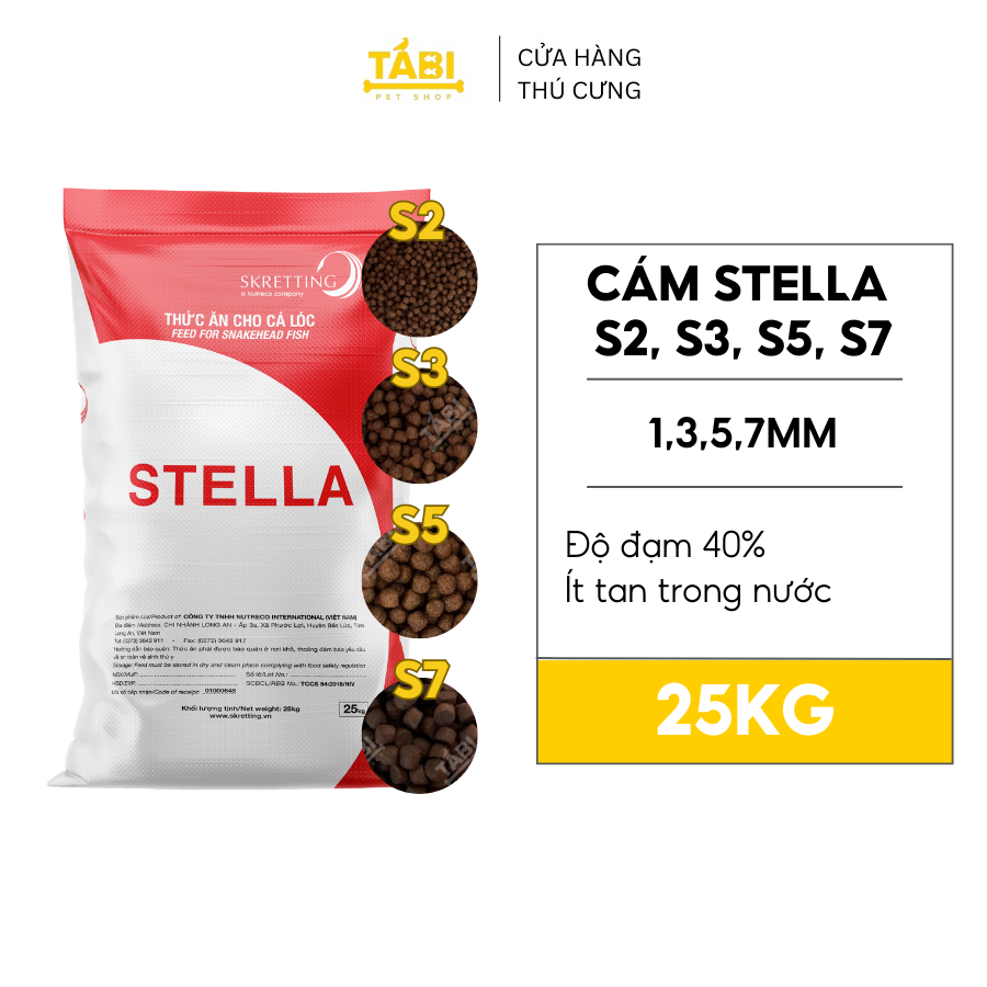 BAO 25KG Cám STELLA 40% Đạm Nổi Cho Cá Koi, Cá Lóc,... - Thức Ăn Cá Koi Tanh, Kích Ăn Cho Cá [STELLA