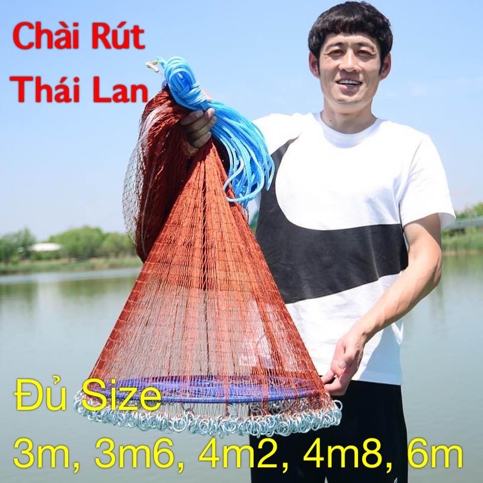 Chài bắt cá, chài dù, chài rút thái lan - chài đĩa bay thái lan - 3m 3m6 4m2 4m8 6m