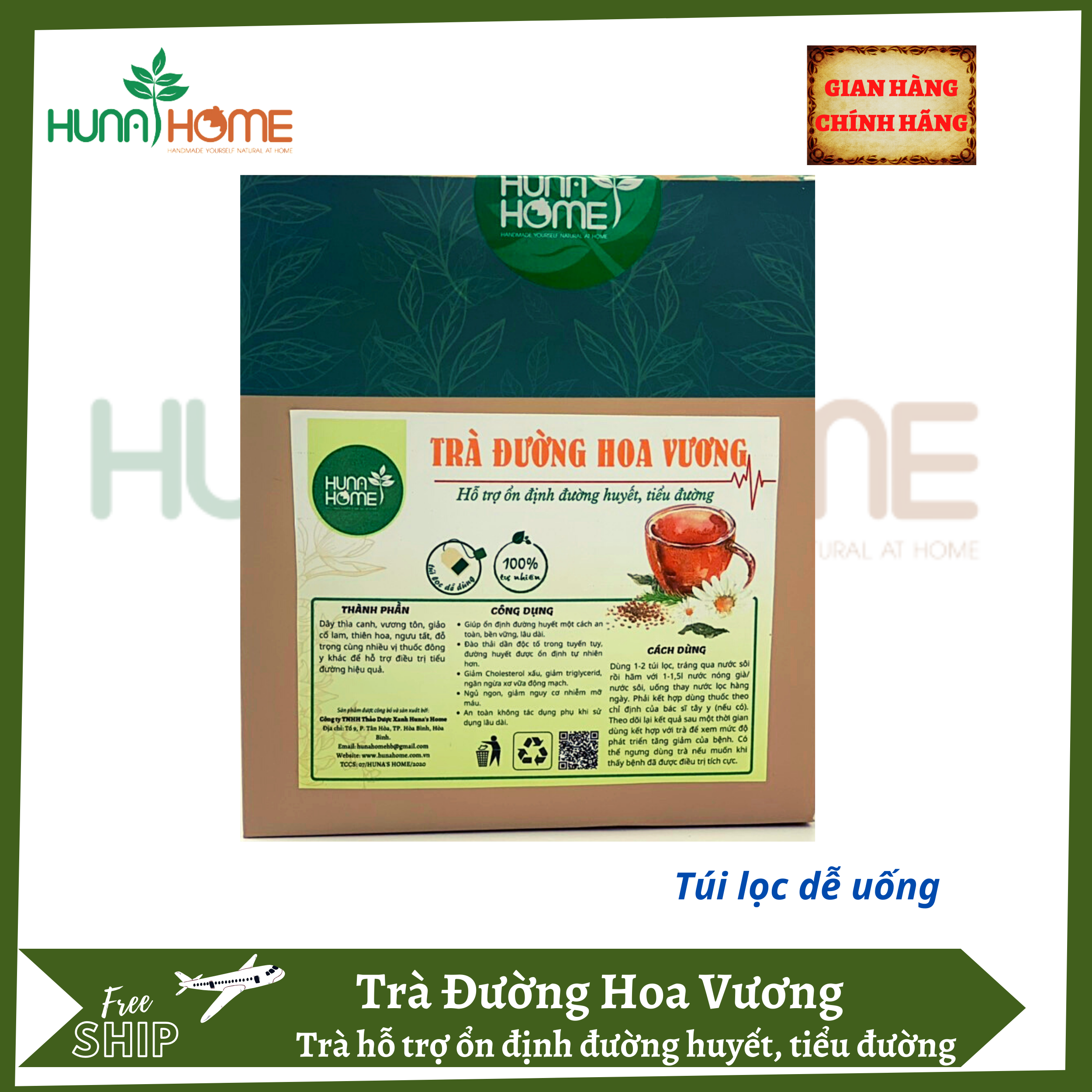 Trà đường hoa vương Huna's home - Trà hỗ trợ ổn định đường huyết, tiểu đường