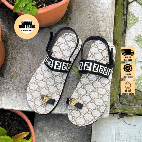 Giày sandal đi học nữ giá rẻ HPSANDAL FF kem 20k Dép xăng đan xỏ ngón hậu Sandal thời trang