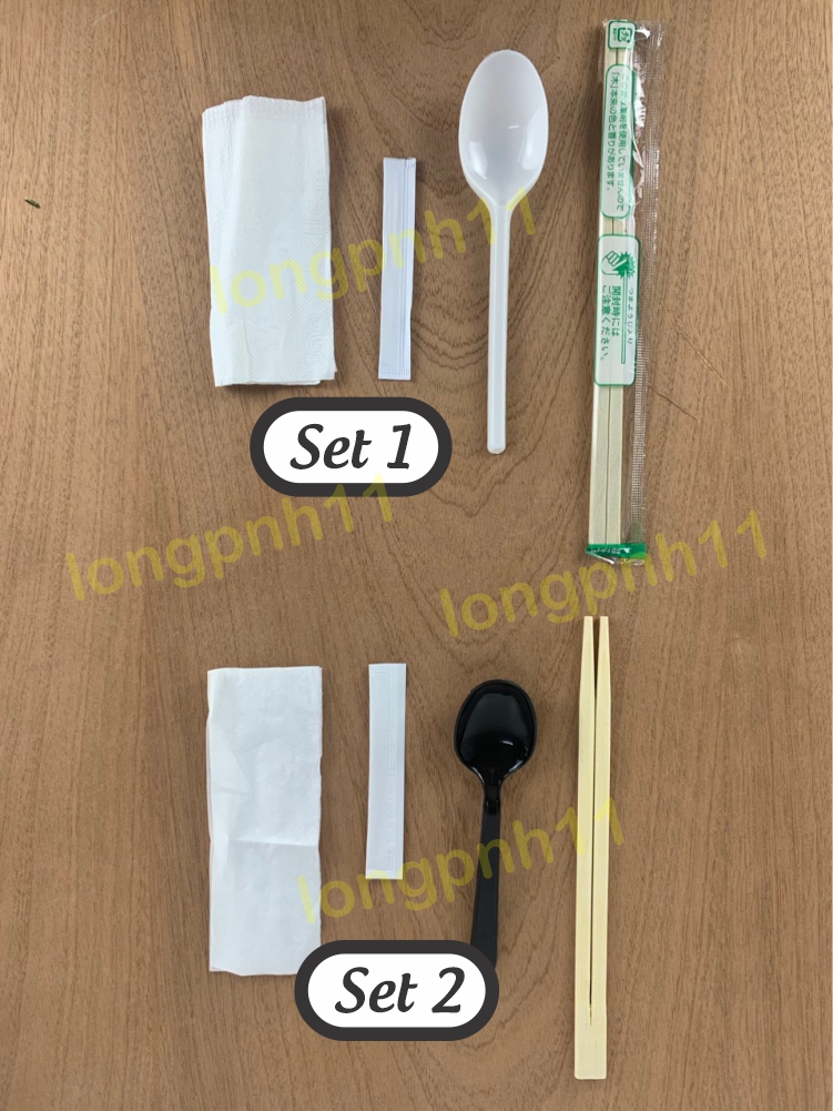 Set 100 bộ đũa - muỗng - tăm - giấy , dùng một lần cho đồ mang đi, 4 in 1, tiện lợi nhanh chóng.