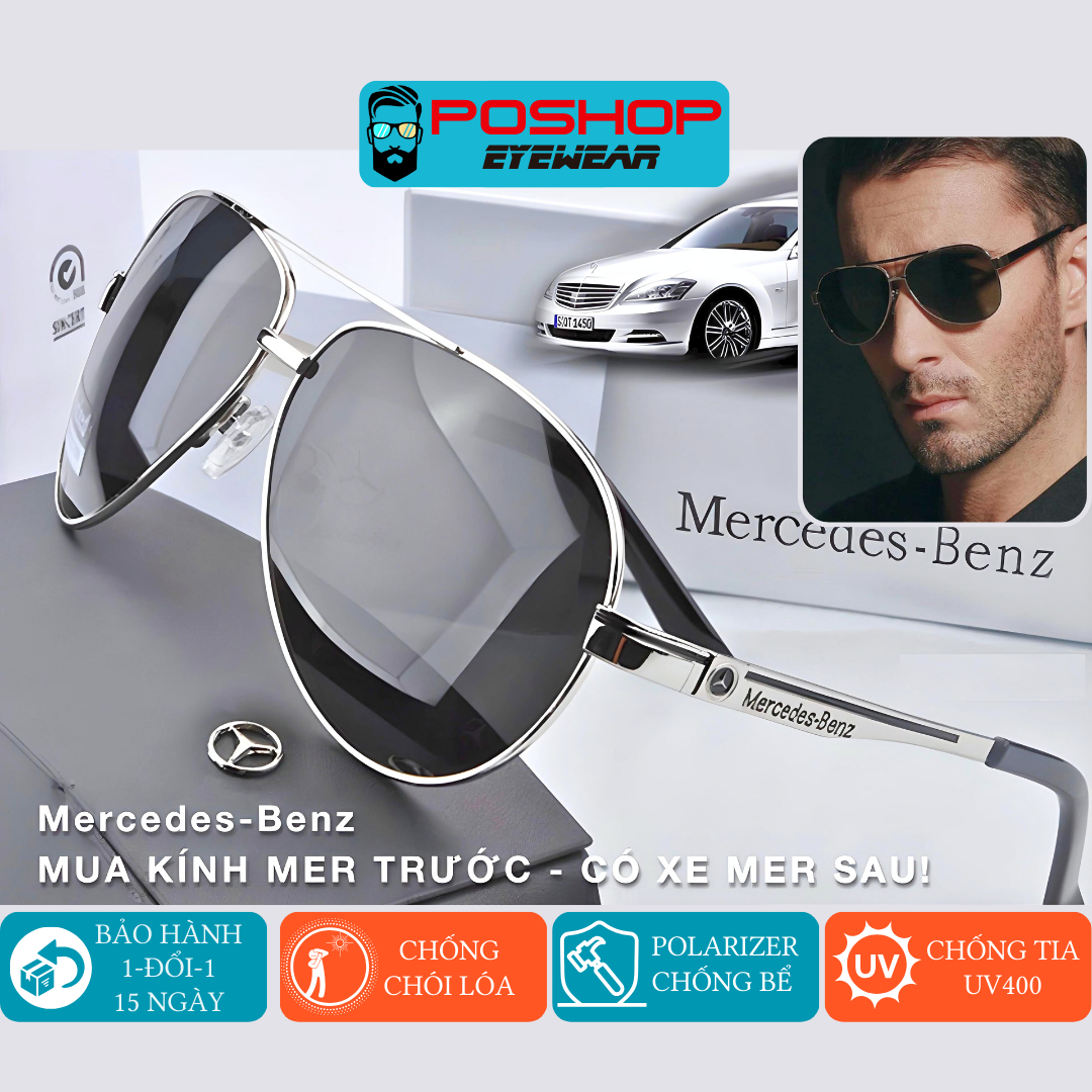 Kính mát nam cao cấp POSHOP kính râm gọng kim loại tròng polaroid chống chói tia uv400 thời trang ITALIA cao cấp M3
