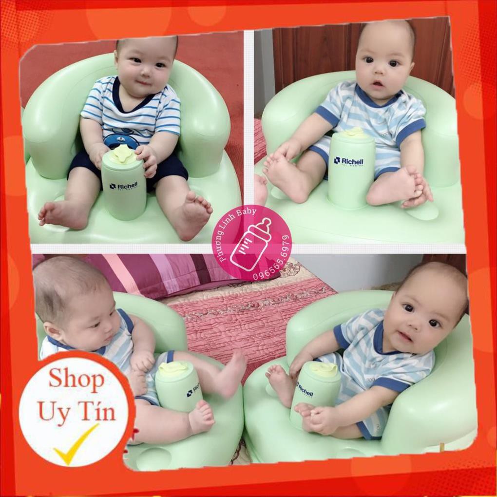 [] Ghế hơi tập ngồi Richell xanh - ảnh chụp thật