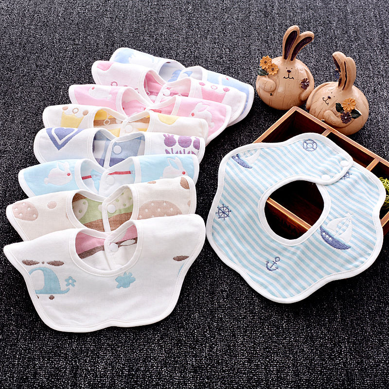 Yếm Xô 6 Lớp Sợi Tre Cao Cấp - Yếm Xoay 360 Độ - Yếm Tròn - Yếm Ăn Cho Bé Giao Màu Ngẫu Nhiên