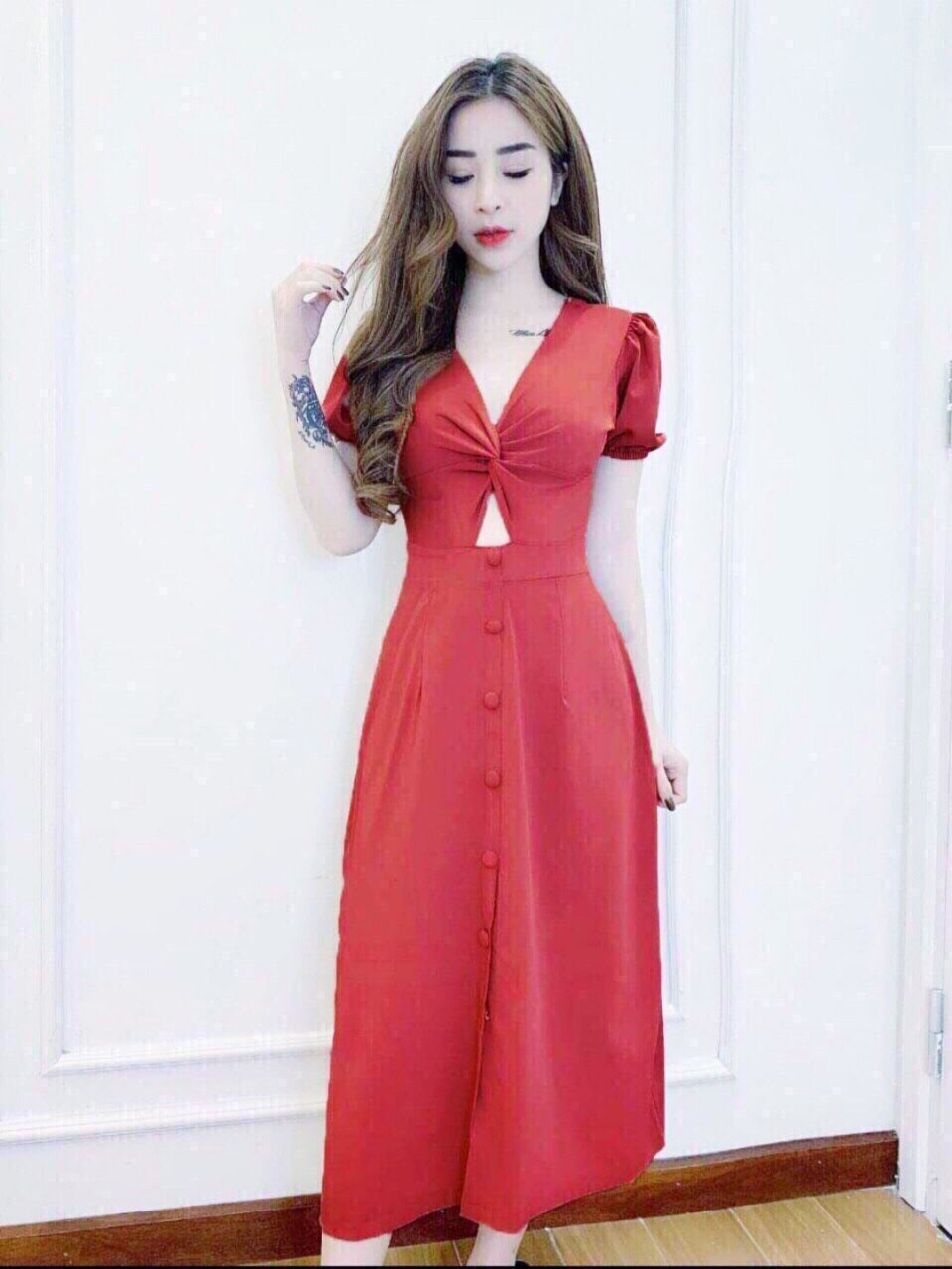 Đầm cát hàn xoán ngực thời trang cực dẽ thương