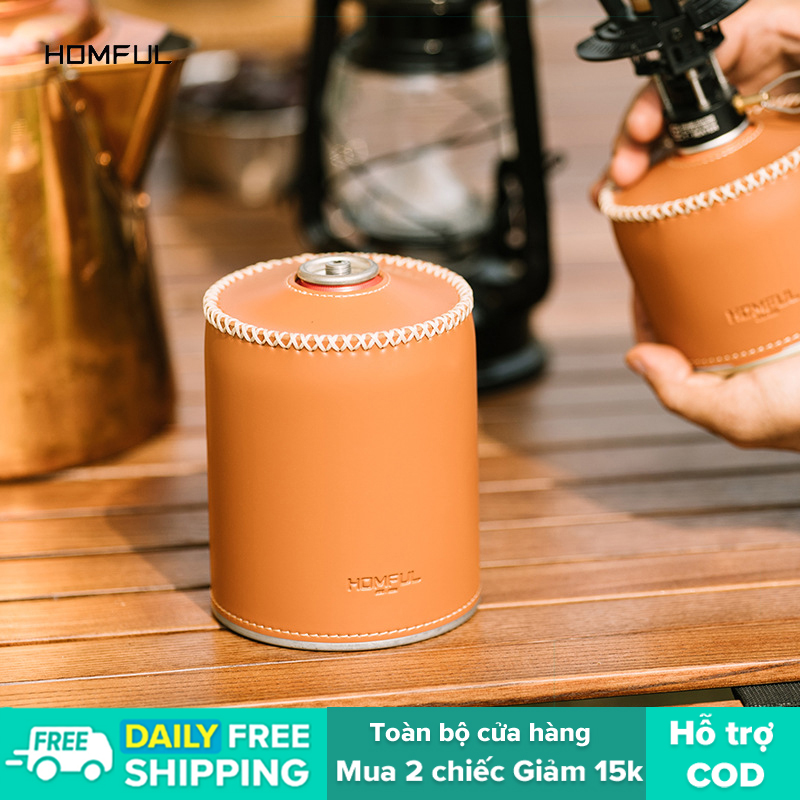 HOMFUL bao da đựng bình xăng cassette thủ công ngoài trời cắm trại phẳng bình xăng dài bình xăng đa đặc điểm kỹ thuật bao da retro OT0059