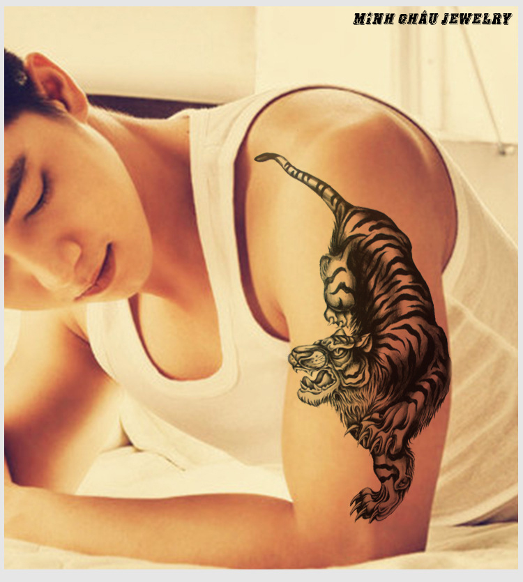 Hình xăm Hổ (Tiger) cá tính mạnh mẽ cho bạn nam, tattoo dán cực ngầu,miếng dán chống nước,lâu phai lâu mờ