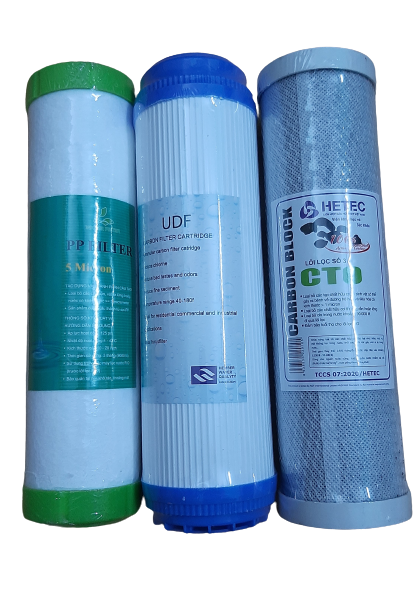 Bộ lõi 123 (lõi số 1 pp 5 micron, lõi số 2 than udf, lõi số 3 than cto)