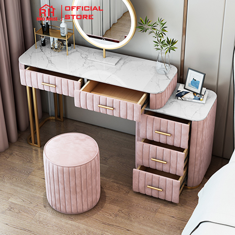 Ghế đôn bàn trang điểm kiểu mới phong cách châu âu hiện đại bọc toàn thân ngồi phòng khách phòng ngủ nhiều màu cực xinh RIBO59