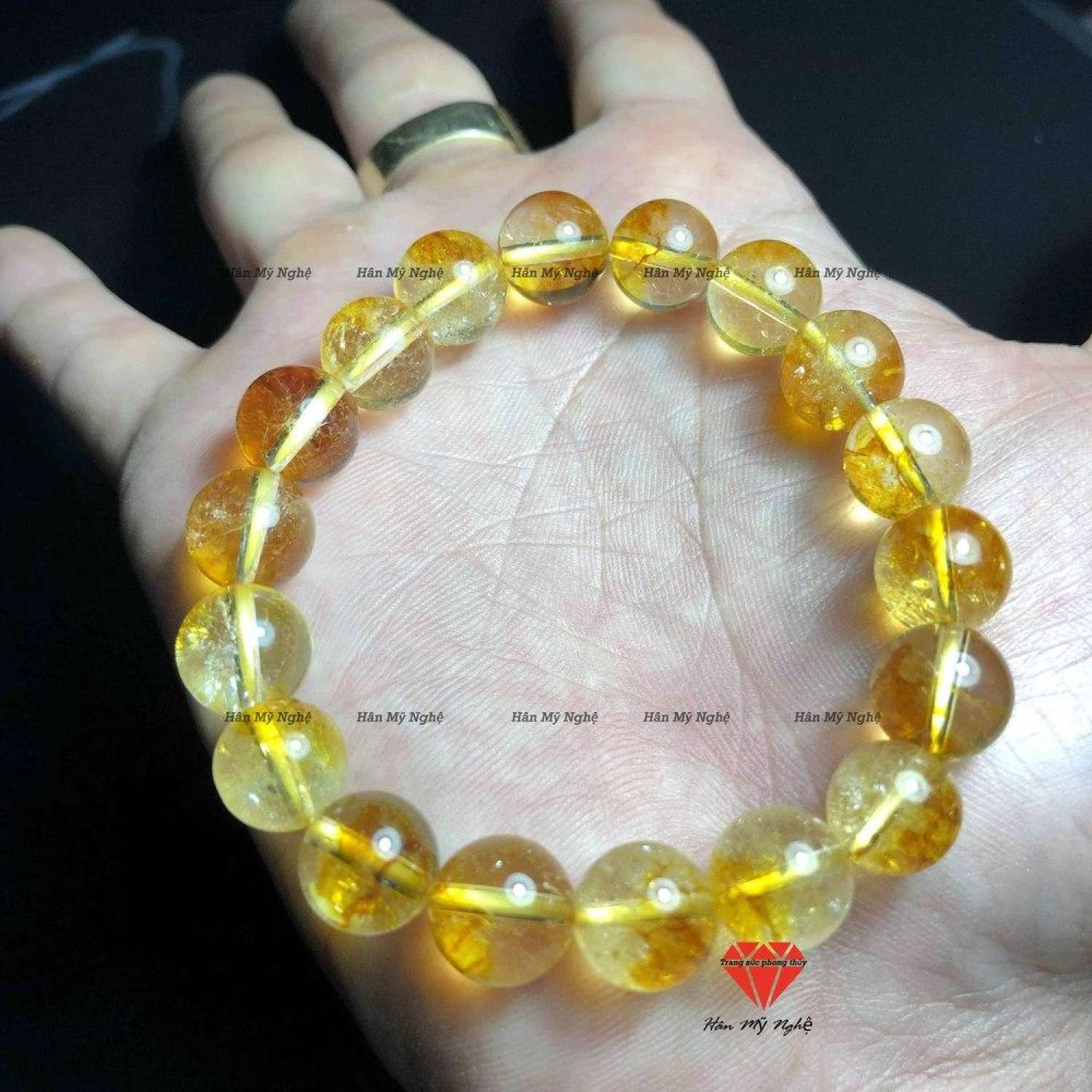 vòng tay đá ưu linh vàng 8li tự nhiên- chuẩn  A   Hanmynghe