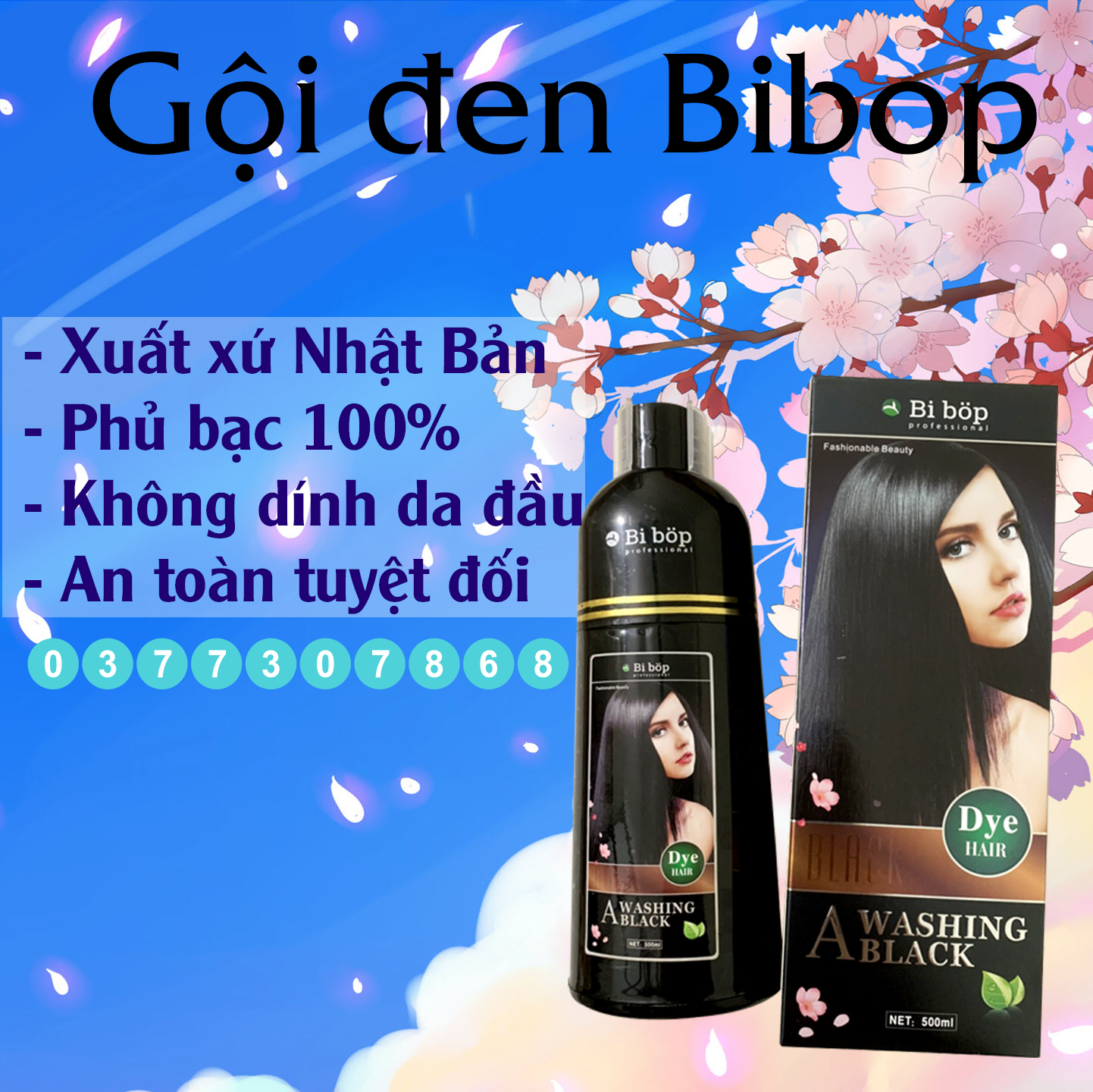 Dầu gội tóc phủ bạc tinh chất thảo dược bi.bop