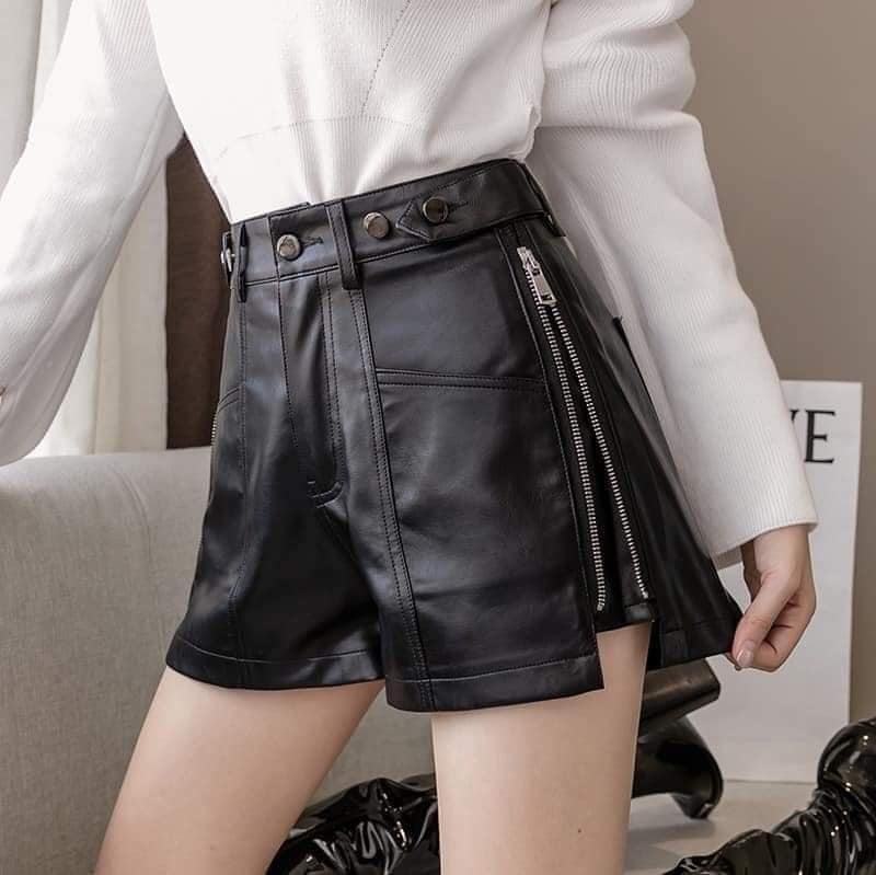 Quần short da khoá hông