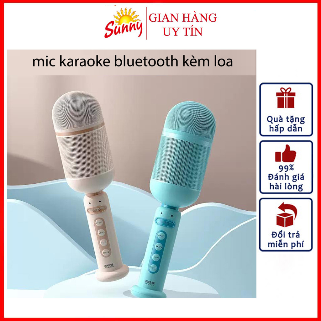 Micro Karaoke Bluetooth Kèm Loa Bluetooth Mini SK06 Nâng giọng cực chất Loa Bluetooth Karaoke Gia Đình Có Thu Âm