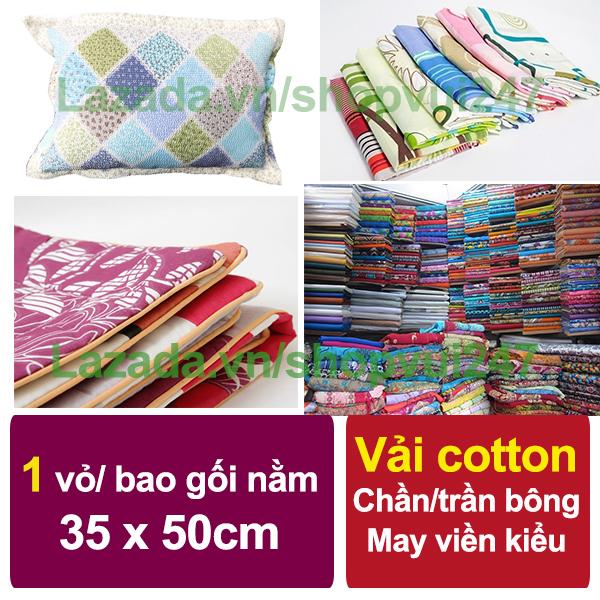 1 Vỏ gối nằm (bao gối, áo gối) VNGN đủ kích cỡ 35 x 50 cm, 40 x 60 cm, 50 x 70 cm cotton chần bông (Giao mẫu ngẫu nhiên)