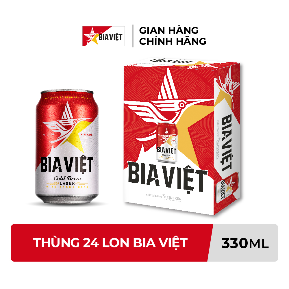 Thùng 24 lon Bia Việt 330ml/lon