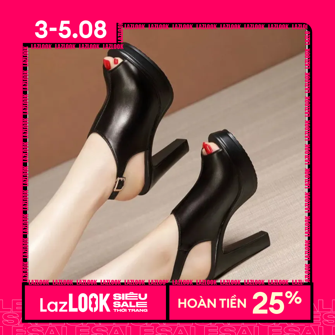 Giày sandal đế xuồng Pu siêu nhẹ 10cm, dạng bốt sang chảnh