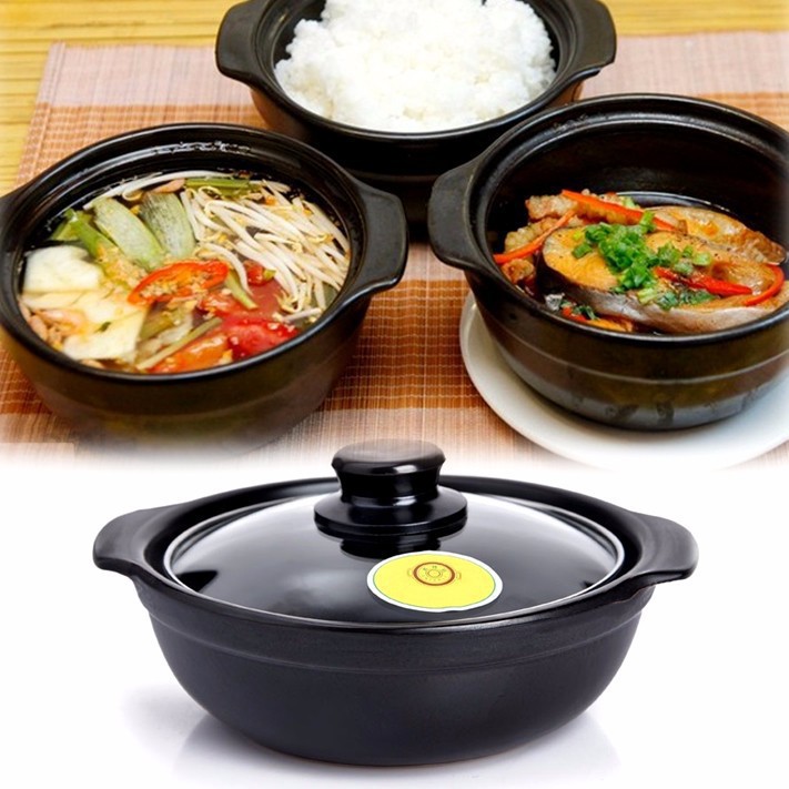 7 inch - nồi đất đen nấu đựng mì cay cấp độ 7 hấp dẫn cao cấp - nồi 750ml