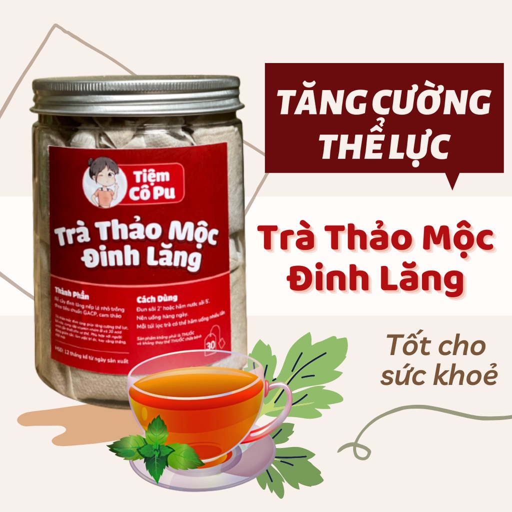 Trà Thảo Đinh Lăng Detox Giảm Cân từ rễ cây đinh lăng đạt tiêu chuẩn GACP ngủ ngon bổ não Tiệm Cô Pu