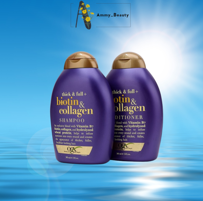 Bộ 2 Dầu Gội và Dầu Xả Biotin & Collagen - OGX Thick & Full 385ml