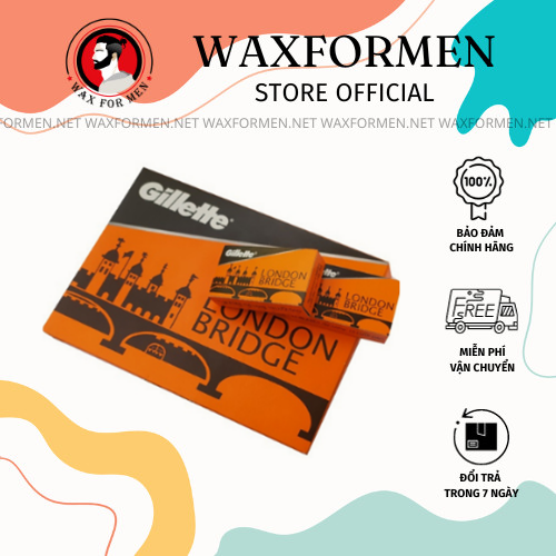   CHÍNH HÃNG  Lưỡi dao lam Gillette London Bridge 100 lưỡi siêu bén chuyên dụng cho salon barber - Wax for men - Xuất xứ Mỹ 