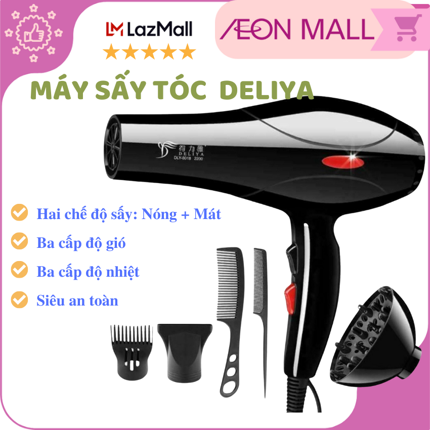 [HCM]Máy Sấy Tóc  công suất mạnh mẽ như Máy Xì Đầu tóc Chuyên Nghiệp Deliya Công Suất 2000W 2 ChiềU NóNg LạNh Sấy Tóc An Toàn