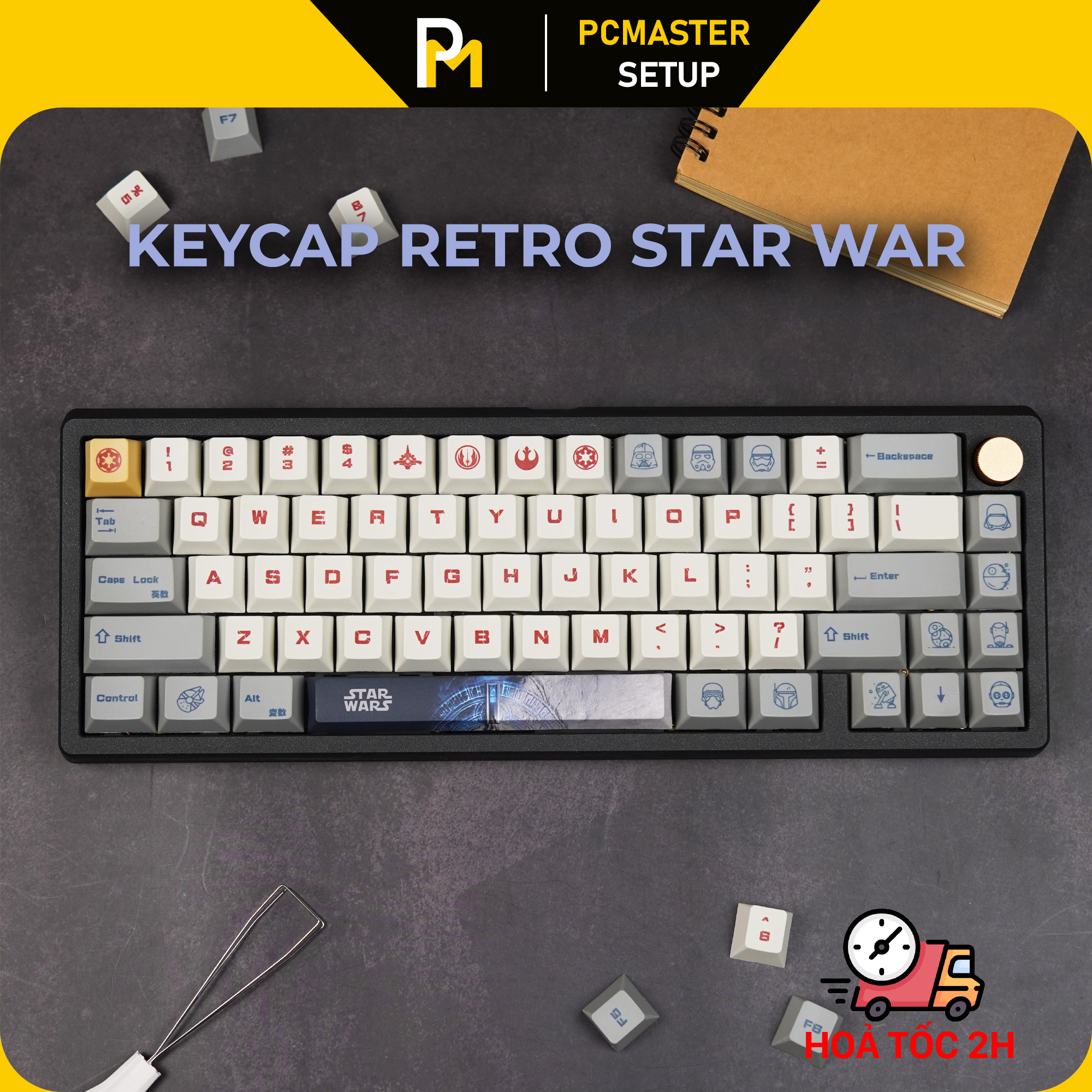 Keycap Retro Star War chất liệu nhựa pbt chiều cao cherry profile họa tiết in dyesub không mờ