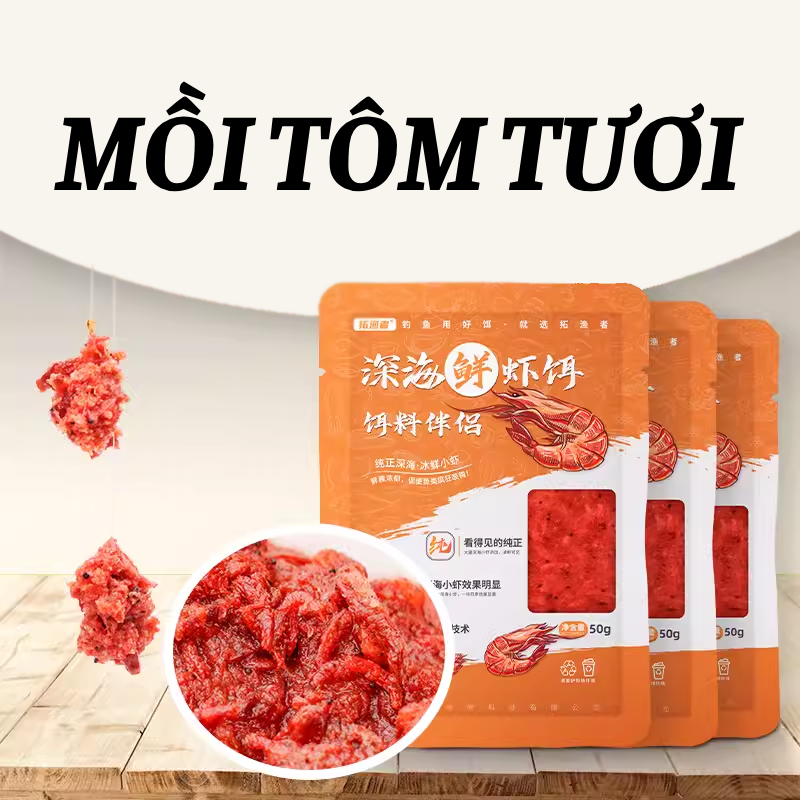 MỒI TÔM TƯƠI NAM CỰC - MỒI TÔM ĐÓNG BỊCH 50G - TÔM TƯƠI ĐÓNG GÓI - TÔM TƯƠI TIỆN LỢI - TÔM TƯƠI TĂNG HIỆU QUẢ CÂU CÁ - TÔM TƯƠI 50G - TÔM ĐỎ TÚI CAM - TÔM TƯƠI NGUYÊN CON