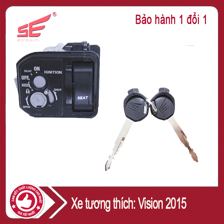 Ổ khóa xe máy Vision năm 2015 loại 2 cạnh, bảo hành 6 tháng
