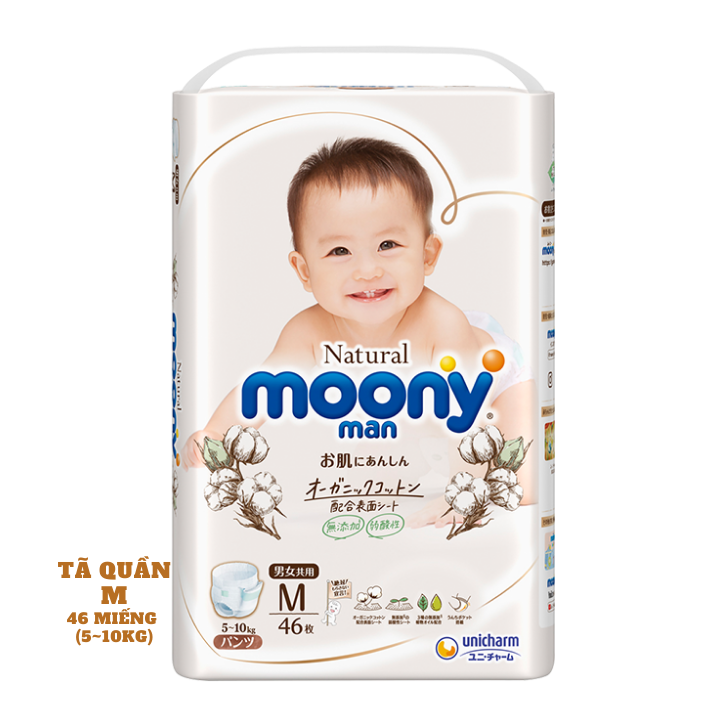 Tã / bỉm quần moony natural size m46, l 36, xl 32)