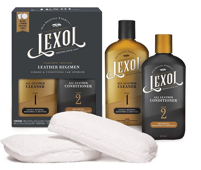 Bộ dung dịch làm sạch và bảo dưỡng đồ da 2 bước Lexol 236ml tặng kèm 2 miếng mút làm sạch