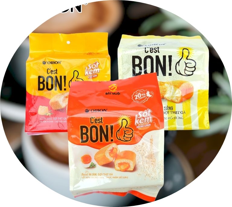 Bánh ăn sáng Cest Bon Orion sợi thịt gà túi 5 cái x17g - combo 2 túi - Tạp hóa Bát Muội
