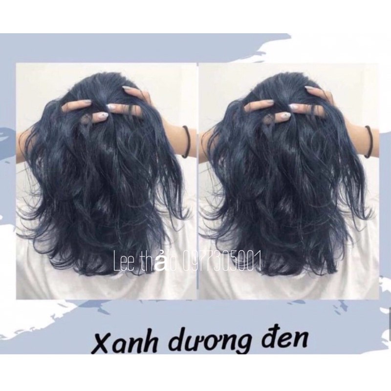 Thuốc nhuộm xanh dương đen +trợ nhuộm +gang tay