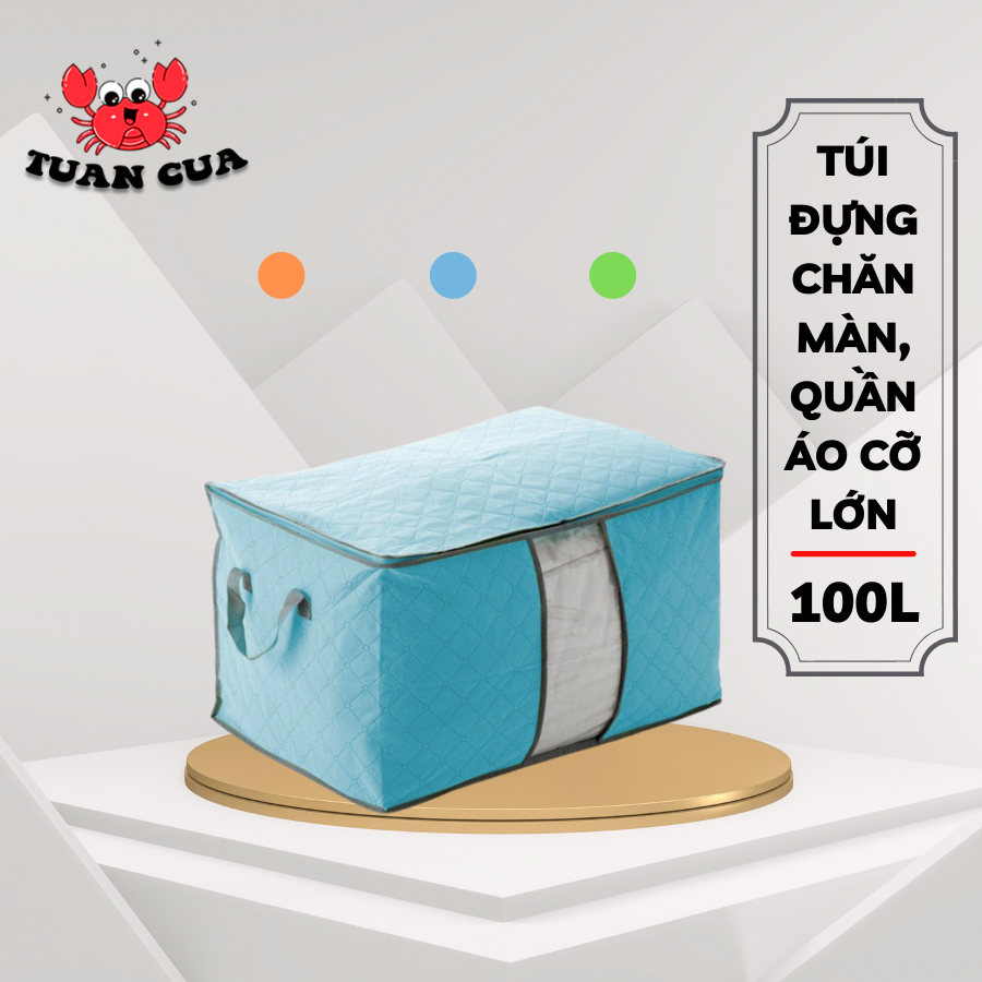 Túi đựng chăn màn, túi đựng quần áo kiểu ngang loại lớn kích thước 60 x 42 x 36 túi đựng lưu trữ, đựng chăn mền cao cấp,đồ gia dụng Tuancua