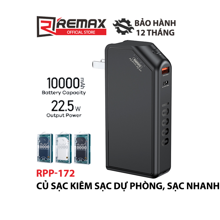 Củ sạc kiêm sạc dự phòng 10000mah remacx rpp-172 22.5w cốc sạc đa năng tích hợp pin dự phòng sạc nhanh pin dự phòng sạc nhanh tích hợp cốc sạc đa năng remax rpp-172