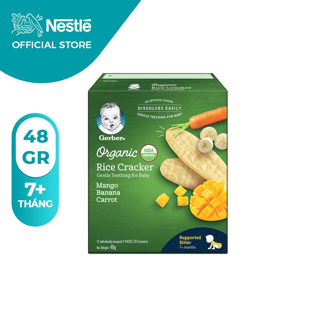 BÁNH GẠO ĂN DẶM HỮU CƠ GERBER ORGANIC – HỘP 48G