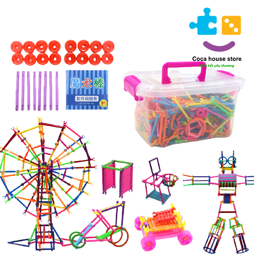 Lego 500 chi tiết lắp ghép que 3D sáng tạo cho bé - Bộ xếp hình que diêm cho bé (sáng tạo) - đồ chơi giáo dục thông minh