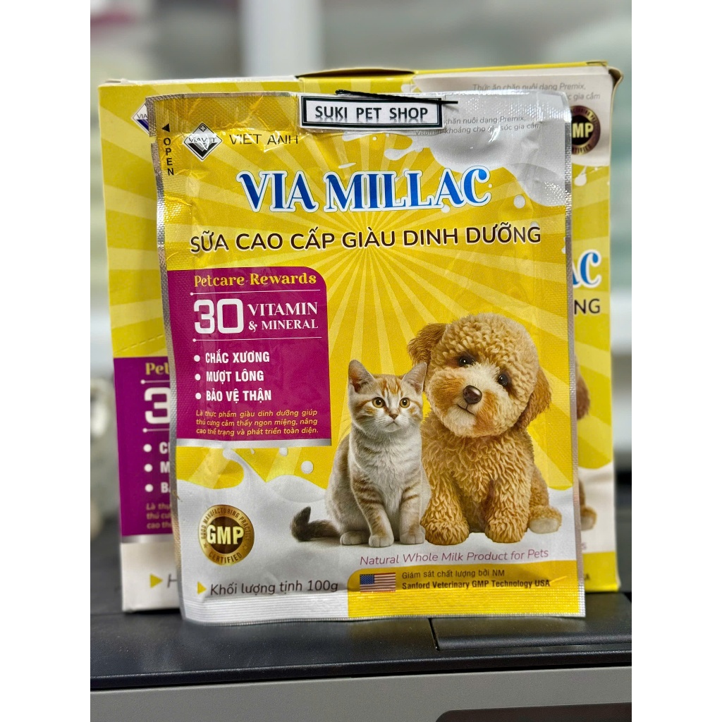SỮA VIA MILLAC - 100g - SỮA NON BỔ SUNG DINH DƯỠNG CHO CHÓ MÈO MỌI LỨA TUỔI, BẢO VỆ THẬN