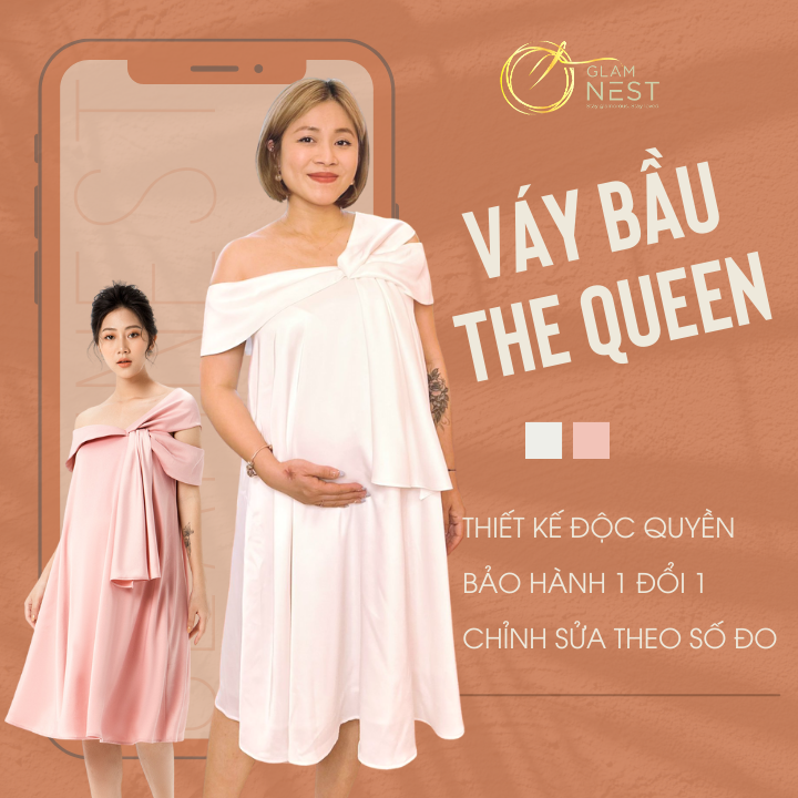 Váy bầu thiết kế đầm bầu đẹp thời trang lụa cao cấp glam nest vn001